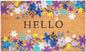 24" X 36" Natural Blue and Purple Coir Floral Hello Outdoor Door Mat