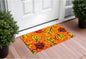 17" X 29" Orange Black and Yellow Coir Leaves Outdoor Fall Door Mat