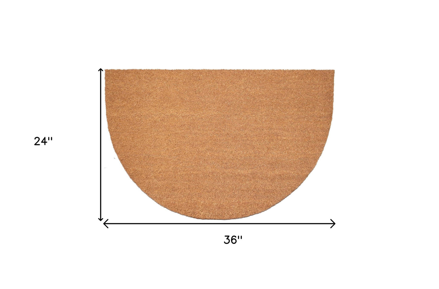 24" X 36" Natural Coir Solid Color Outdoor Semi Circle Door Mat