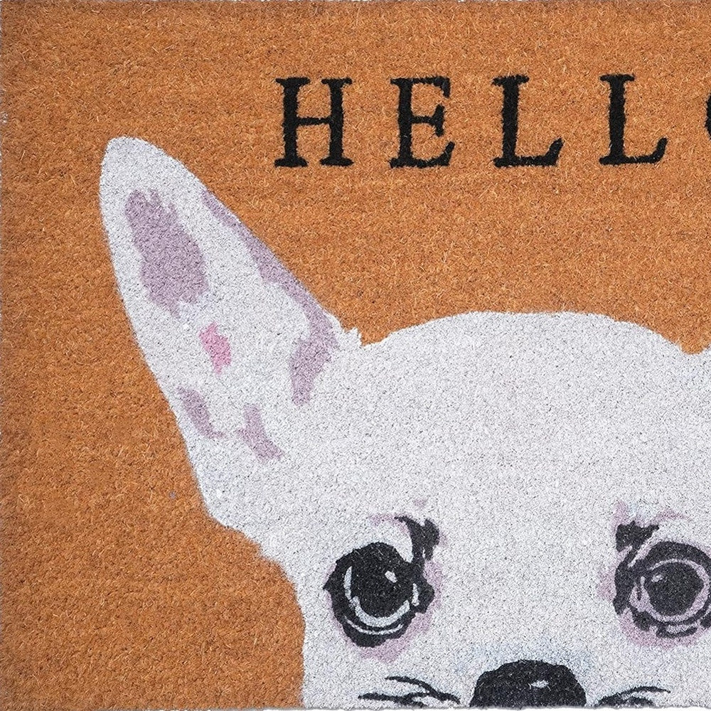 24" X 36" Natural Black and White Coir Chihuahua Hello Outdoor Door Mat