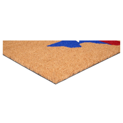 17" X 29" Natural Red White and Blue Coir Texas Outdoor Door Mat