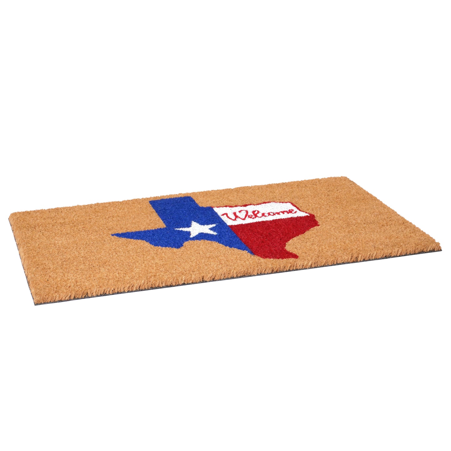 17" X 29" Natural Red White and Blue Coir Texas Outdoor Door Mat