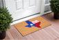 17" X 29" Natural Red White and Blue Coir Texas Outdoor Door Mat