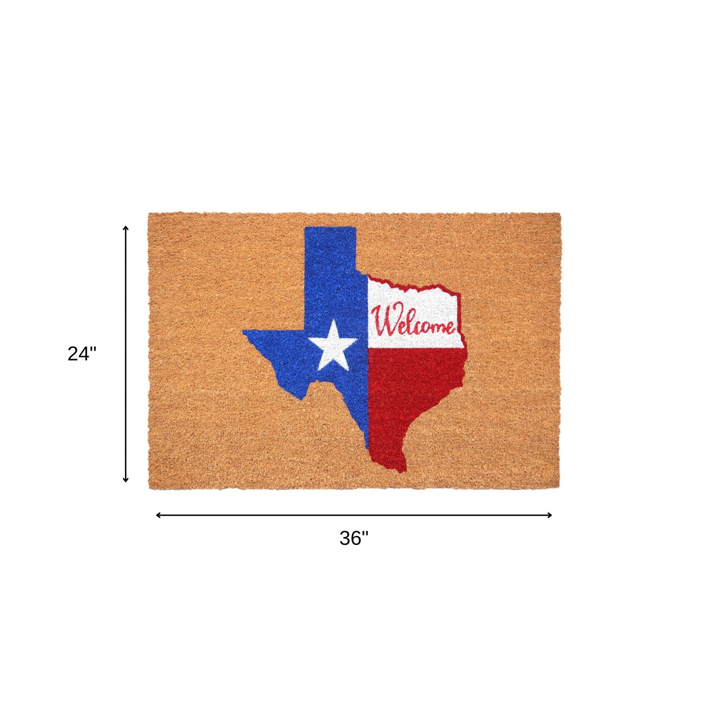 24" X 36" Natural Red White and Blue Coir Texas Outdoor Door Mat