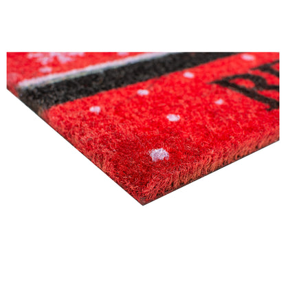 17" X 29" Red Black and White Coir Snowflake Believe Outdoor Christmas Door Mat