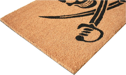 17" X 29" Natural Red and Black Coir Pirate Outdoor Halloween Door Mat