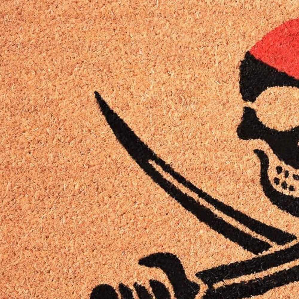 17" X 29" Natural Red and Black Coir Pirate Outdoor Halloween Door Mat