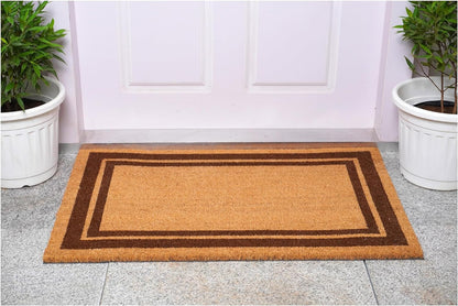 24" X 36" Natural and Black Coir Geometric Outdoor Door Mat