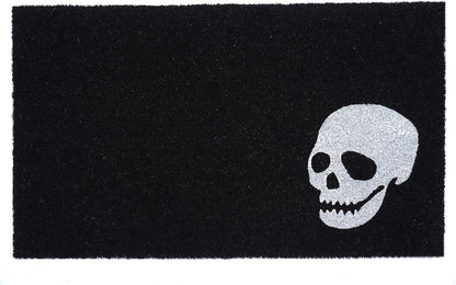 17" X 29" Black and White Coir Skull Outdoor Halloween Door Mat