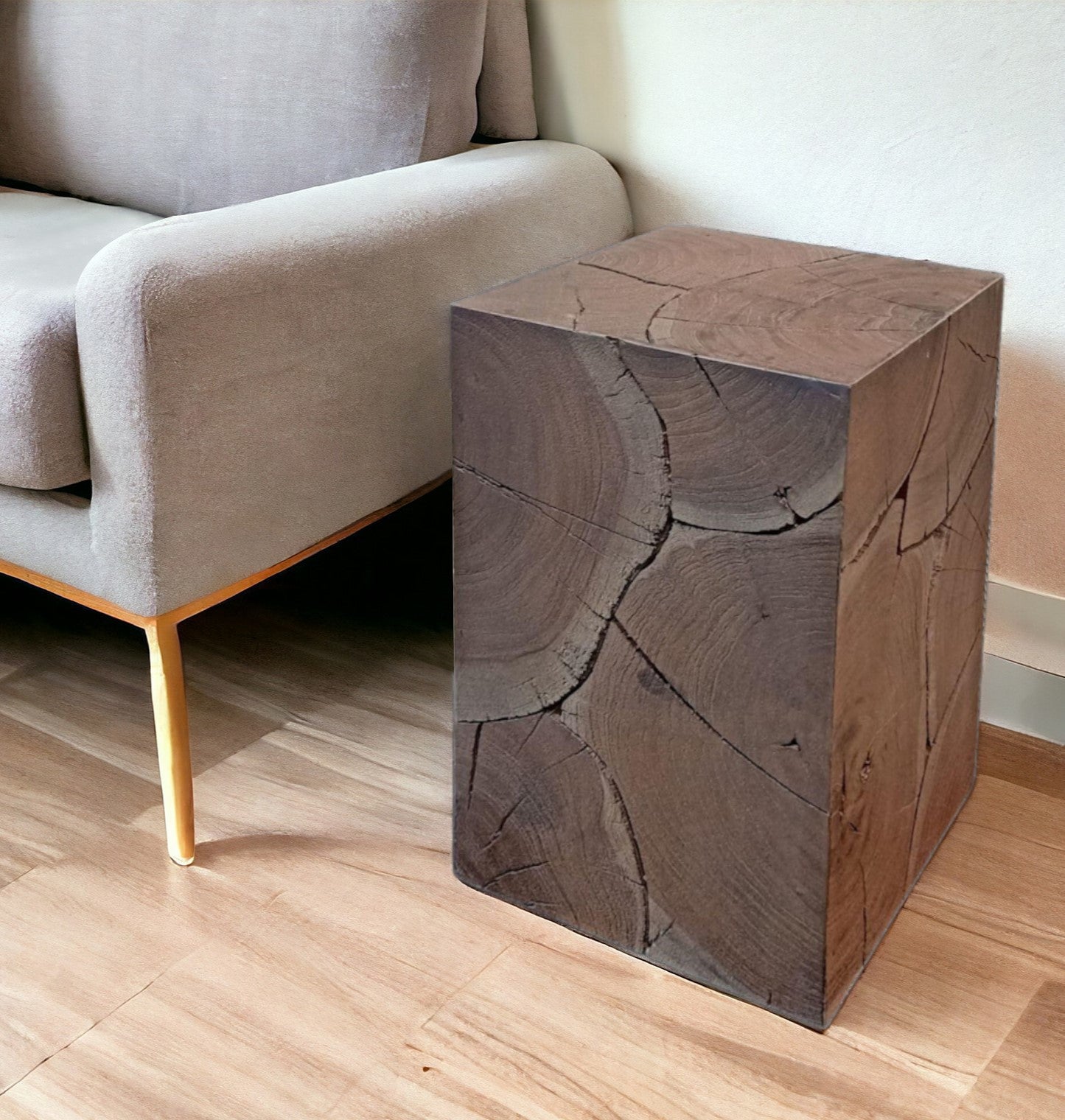 20" Black Distressed Solid Wood Square End Table