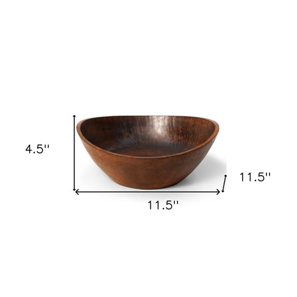 12" Brown Mod Curve Edge Wood Low Salad Bowl