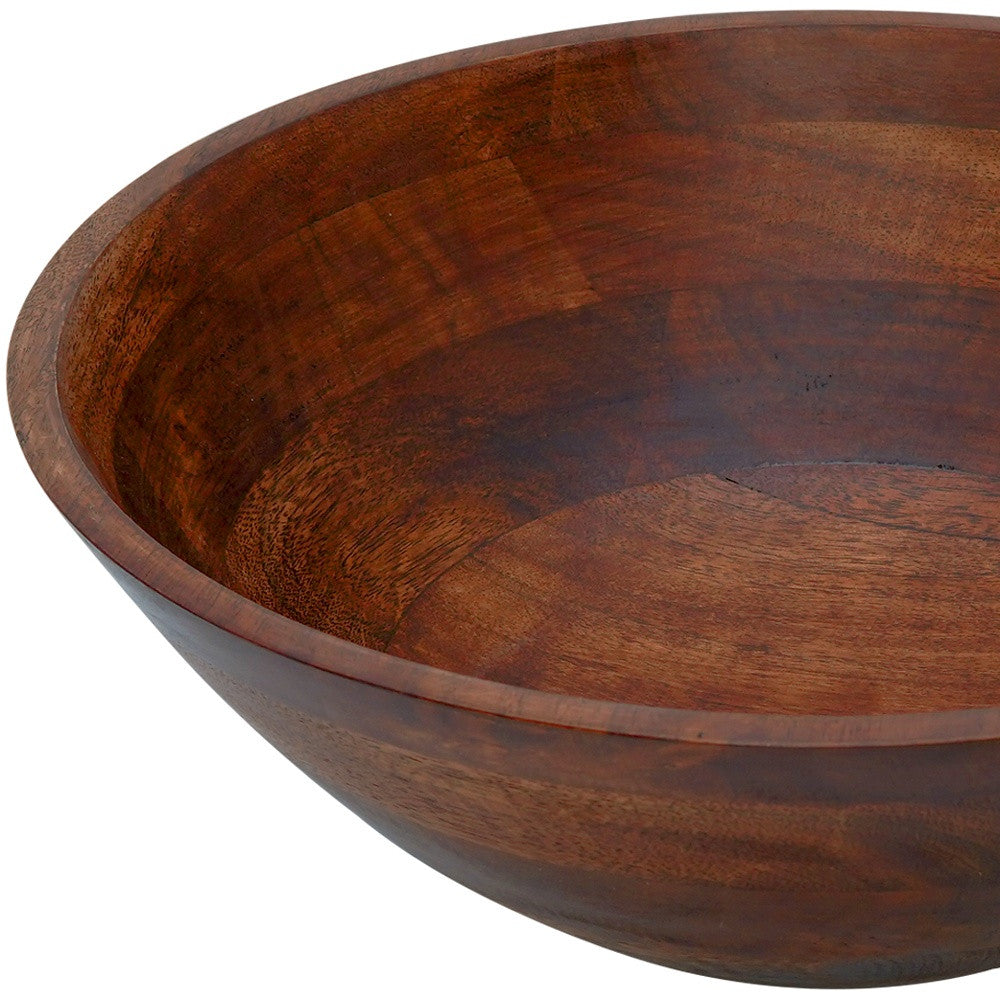 Three Piece Brown Cherry Acacia Wood Salad Bowl and Servers Set