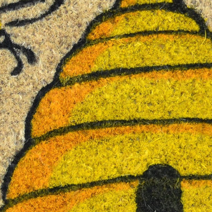 18" X 30" Beige and Orange Coir Bees Outdoor Spring Door Mat