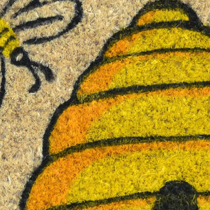 18" X 30" Beige and Orange Coir Bees Outdoor Spring Door Mat