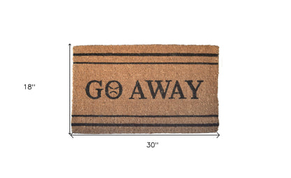 18" X 30" Brown and Black Coir Go Away Outdoor Door Mat