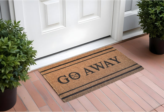 18" X 30" Brown and Black Coir Go Away Outdoor Door Mat