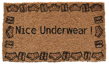 18" X 30" Brown and Black Coir Nice Underwear Outdoor Door Mat