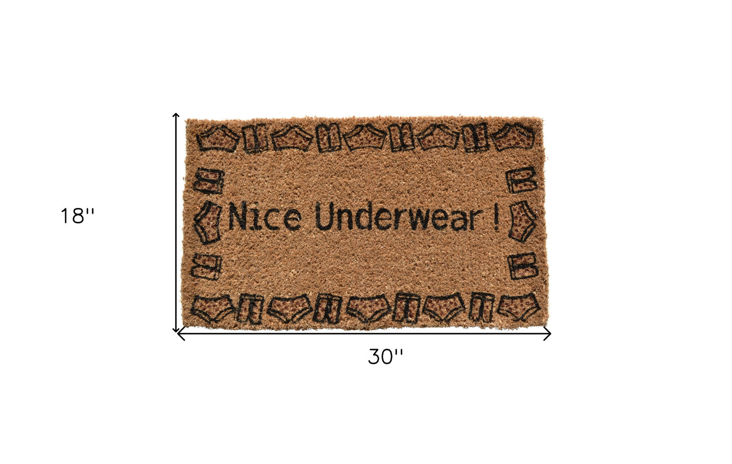 18" X 30" Brown and Black Coir Nice Underwear Outdoor Door Mat