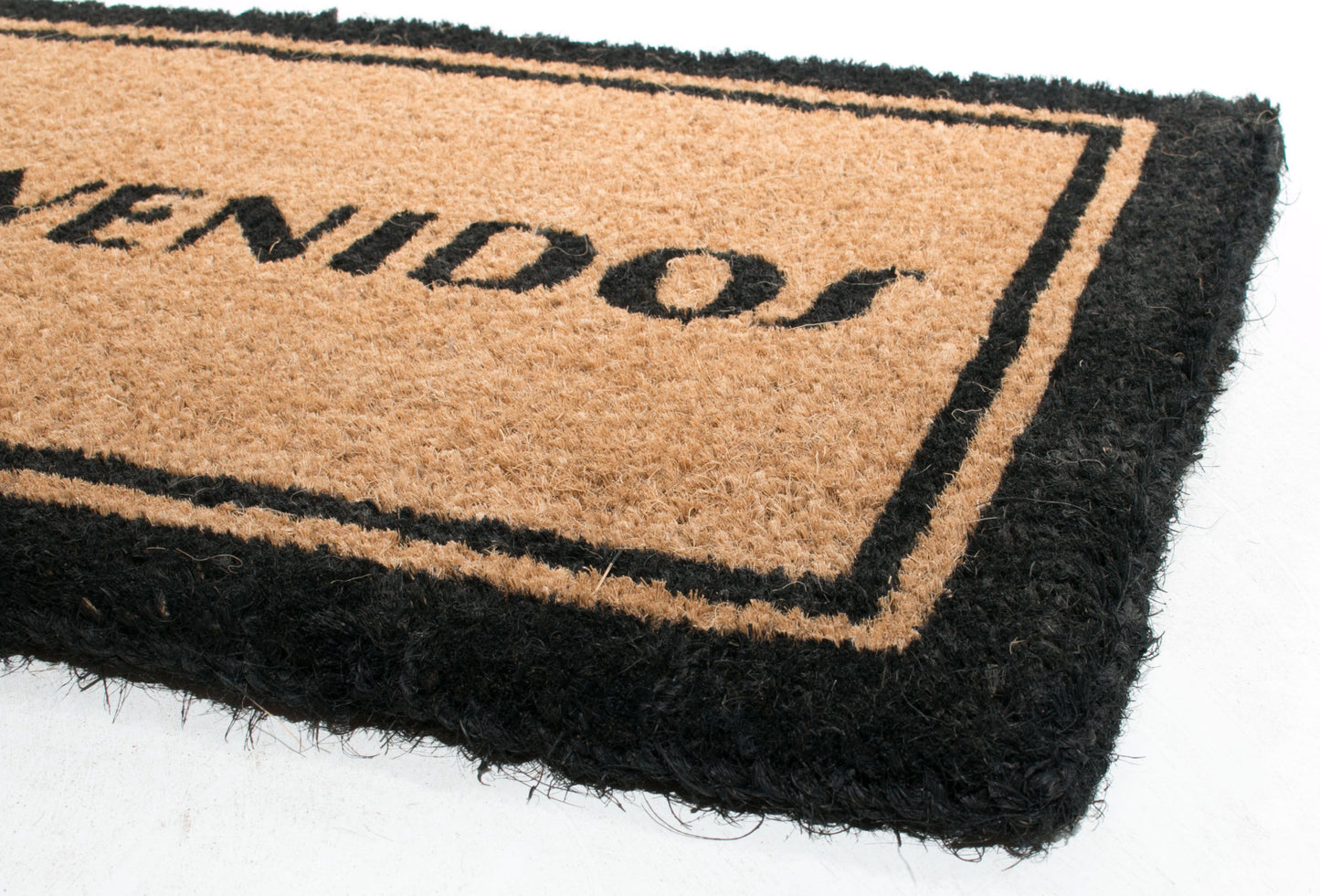 18" X 30" Brown and Black Coir Bienvenidos Outdoor Door Mat