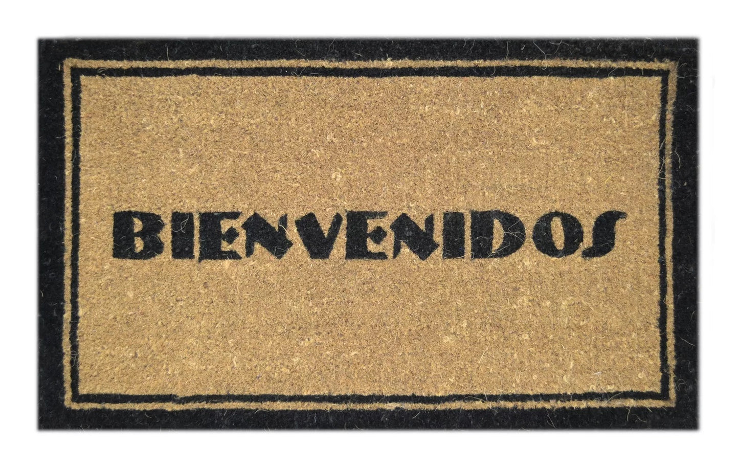 18" X 30" Brown and Black Coir Bienvenidos Outdoor Door Mat