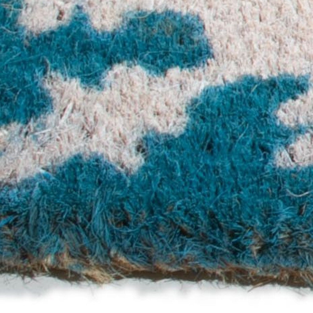 18" X 30" Aqua Blue and White Coir Snowflake Welcome Outdoor Winter Door Mat