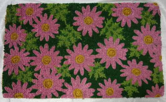 18" X 30" Pink and Green Coir Floral Outdoor Spring Door Mat