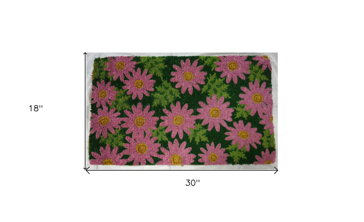 18" X 30" Pink and Green Coir Floral Outdoor Spring Door Mat