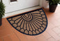 18" X 30" Brown and Black Rubber Geometric Outdoor Semi Circle Door Mat