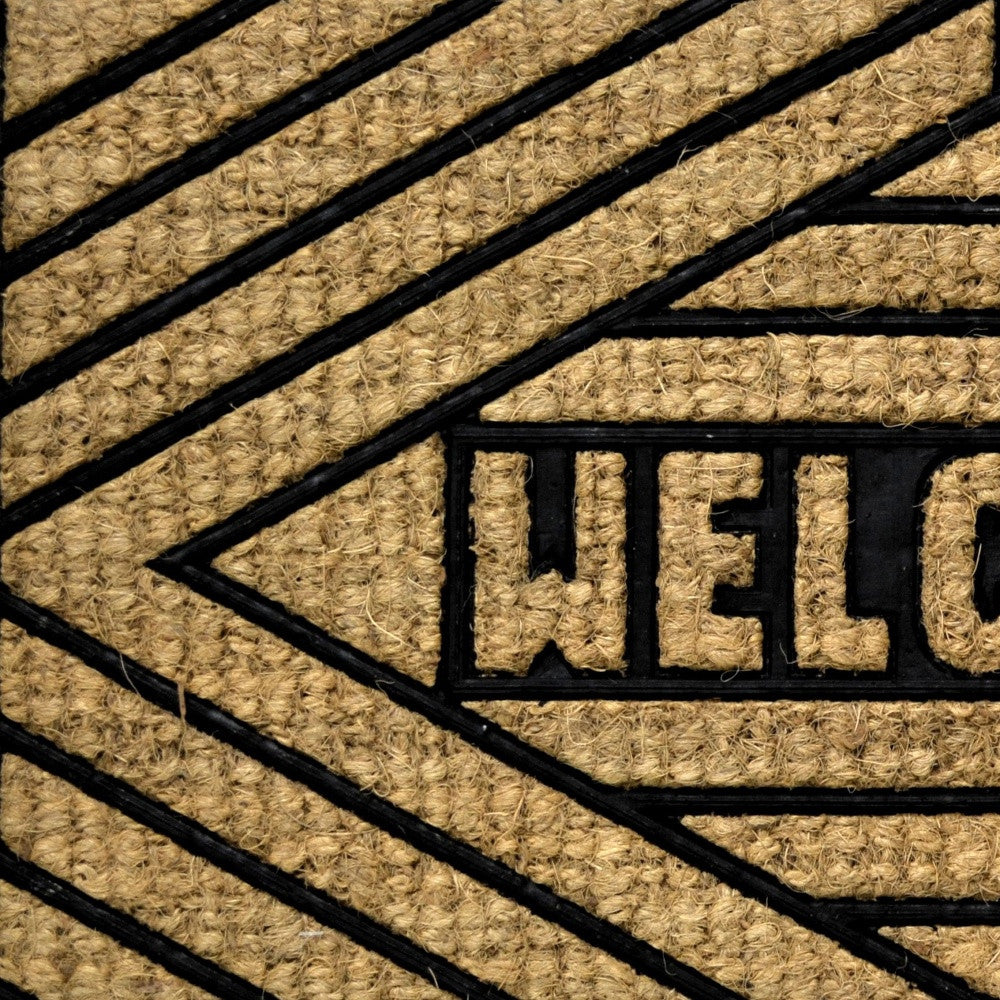 18" X 30" Brown and Black Rubber Welcome Outdoor Door Mat