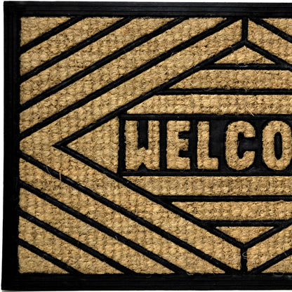 18" X 30" Brown and Black Rubber Welcome Outdoor Door Mat