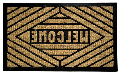 18" X 30" Brown and Black Rubber Welcome Outdoor Door Mat