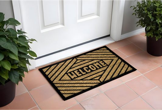 18" X 30" Brown and Black Rubber Welcome Outdoor Door Mat