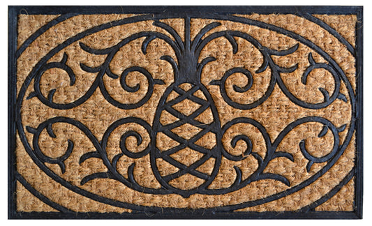 18" X 30" Brown and Black Rubber Pineapple Outdoor Door Mat