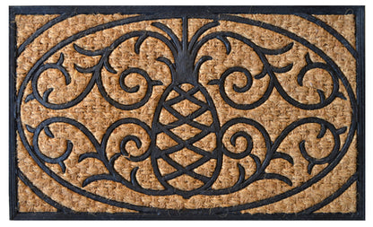 18" X 30" Brown and Black Rubber Pineapple Outdoor Door Mat