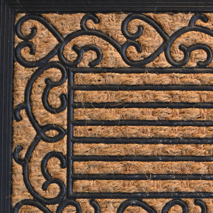 18" X 30" Brown and Black Rubber Scrollwork Outdoor Door Mat