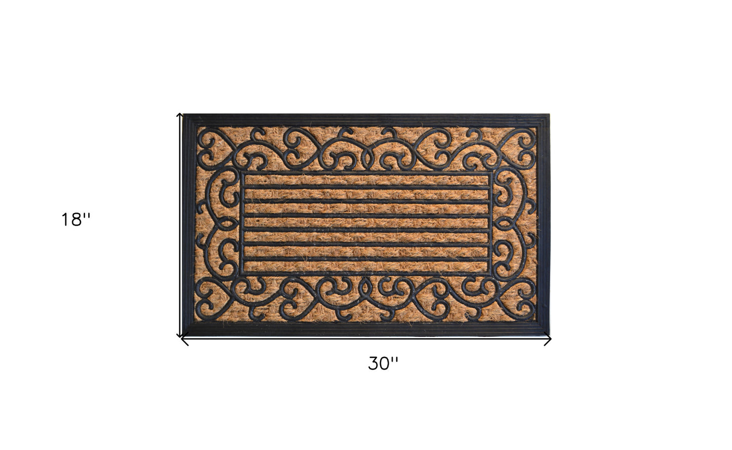 18" X 30" Brown and Black Rubber Scrollwork Outdoor Door Mat