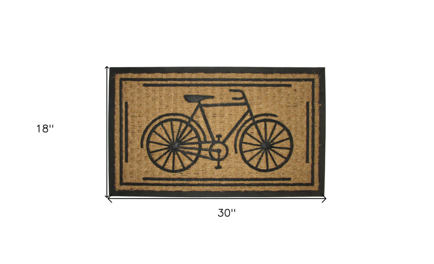 18" X 30" Brown and Black Rubber And Coir Bicycle Outdoor Door Mat