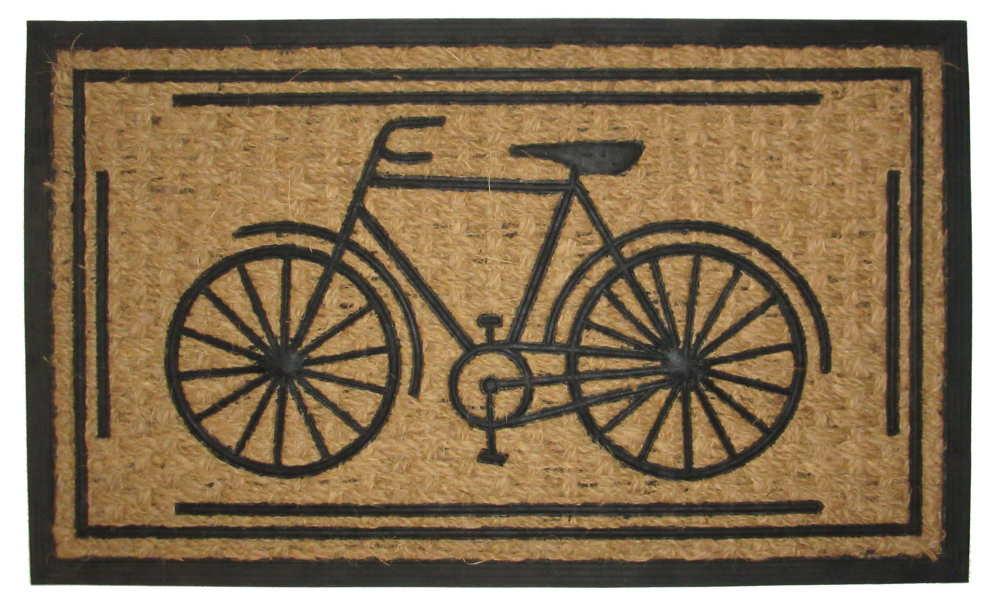 18" X 30" Brown and Black Rubber And Coir Bicycle Outdoor Door Mat