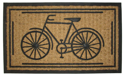 18" X 30" Brown and Black Rubber And Coir Bicycle Outdoor Door Mat