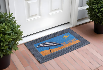 18" X 30" Brown and Black Rubber and Coir Spring Summer Outdoor Door Mat With Inserts