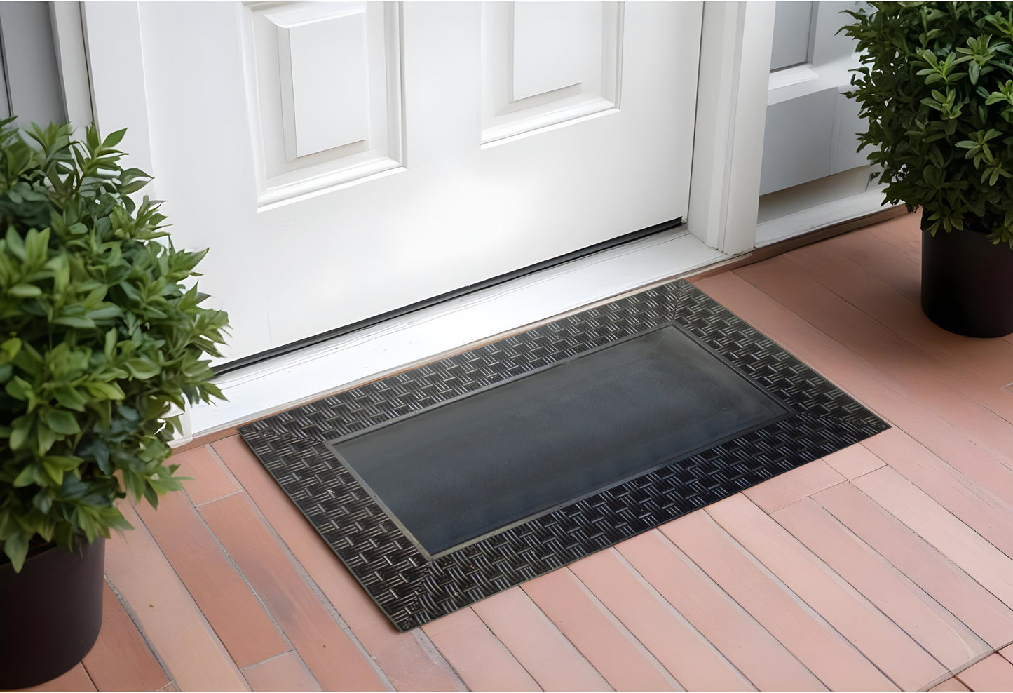 18" X 30" Brown and Black Rubber and Coir Spring Summer Outdoor Door Mat With Inserts