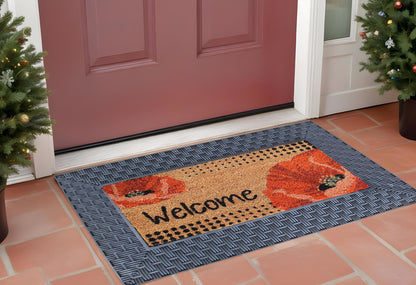 18" X 30" Brown Rubber and Coir Seasonal Outdoor Door Mat With Inserts