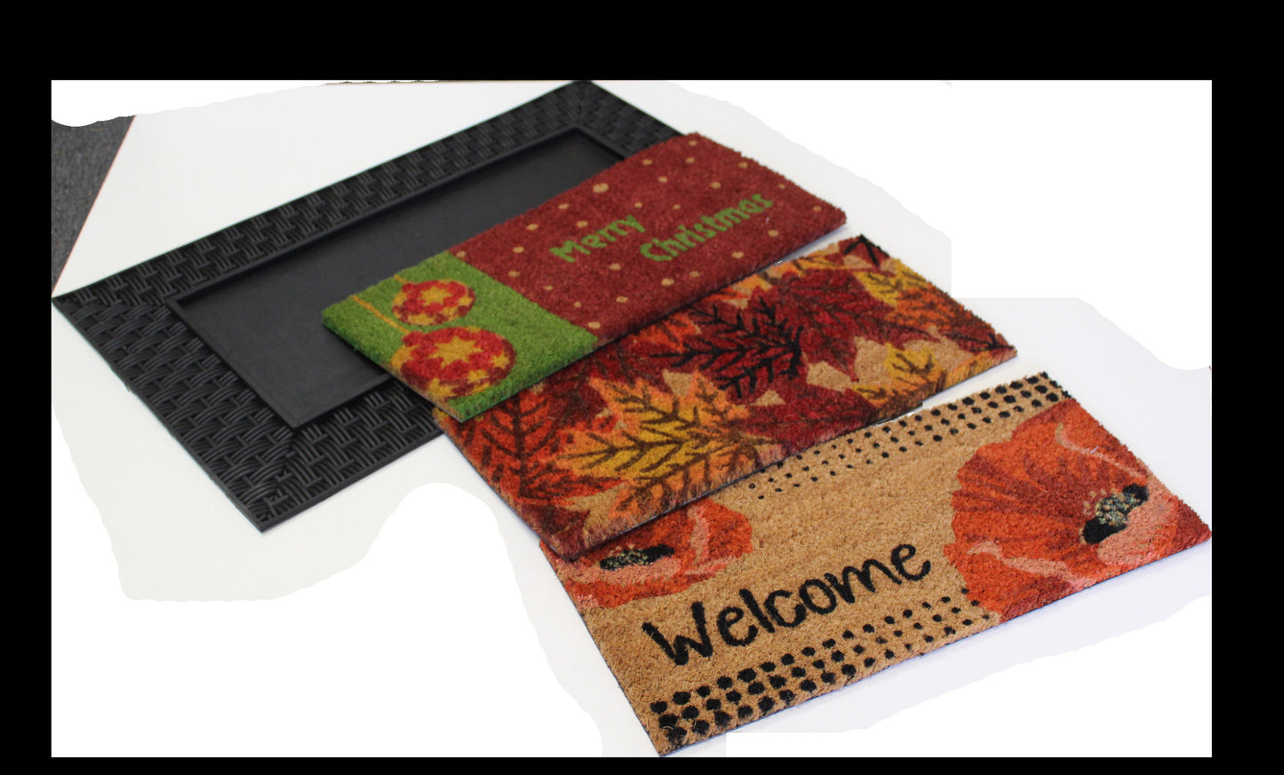 18" X 30" Brown Rubber and Coir Seasonal Outdoor Door Mat With Inserts