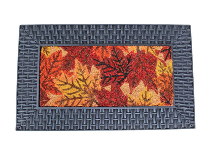 18" X 30" Brown Rubber and Coir Seasonal Outdoor Door Mat With Inserts