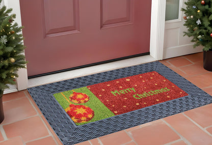 18" X 30" Brown Rubber and Coir Seasonal Outdoor Door Mat With Inserts