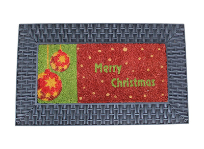 18" X 30" Brown Rubber and Coir Seasonal Outdoor Door Mat With Inserts