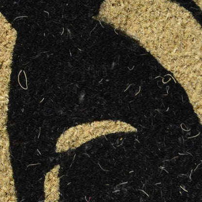 18" X 30" Beige and Black Coir Cat Outdoor Door Mat