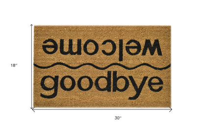 18" X 30" Brown and Black Coir Welcome Good Bye Outdoor Door Mat