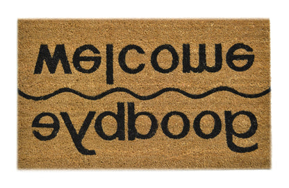 18" X 30" Brown and Black Coir Welcome Good Bye Outdoor Door Mat