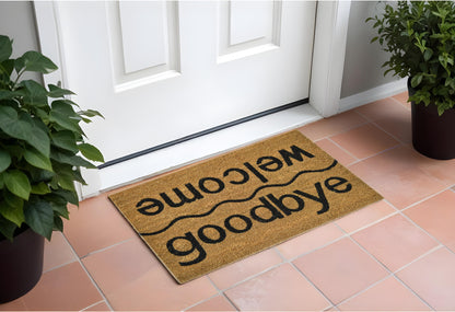 18" X 30" Brown and Black Coir Welcome Good Bye Outdoor Door Mat